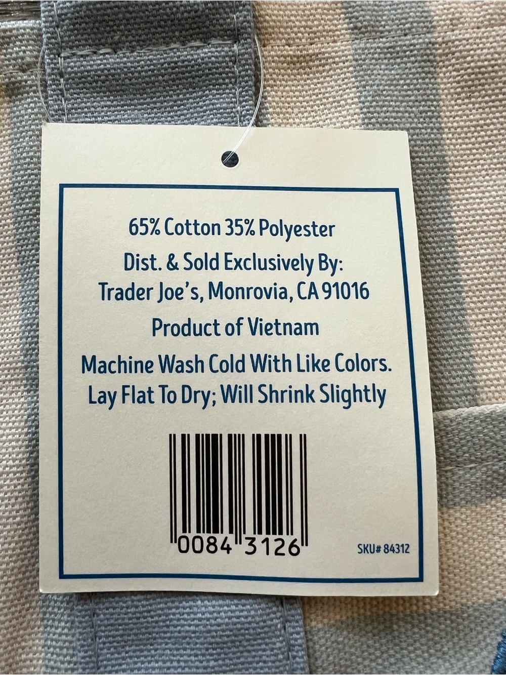 NWT Trader Joe's Mini Striped Canvas Tote Bag - Picture 4 of 4